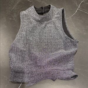 Elegant Silver and Black Sleeveless Crop Top